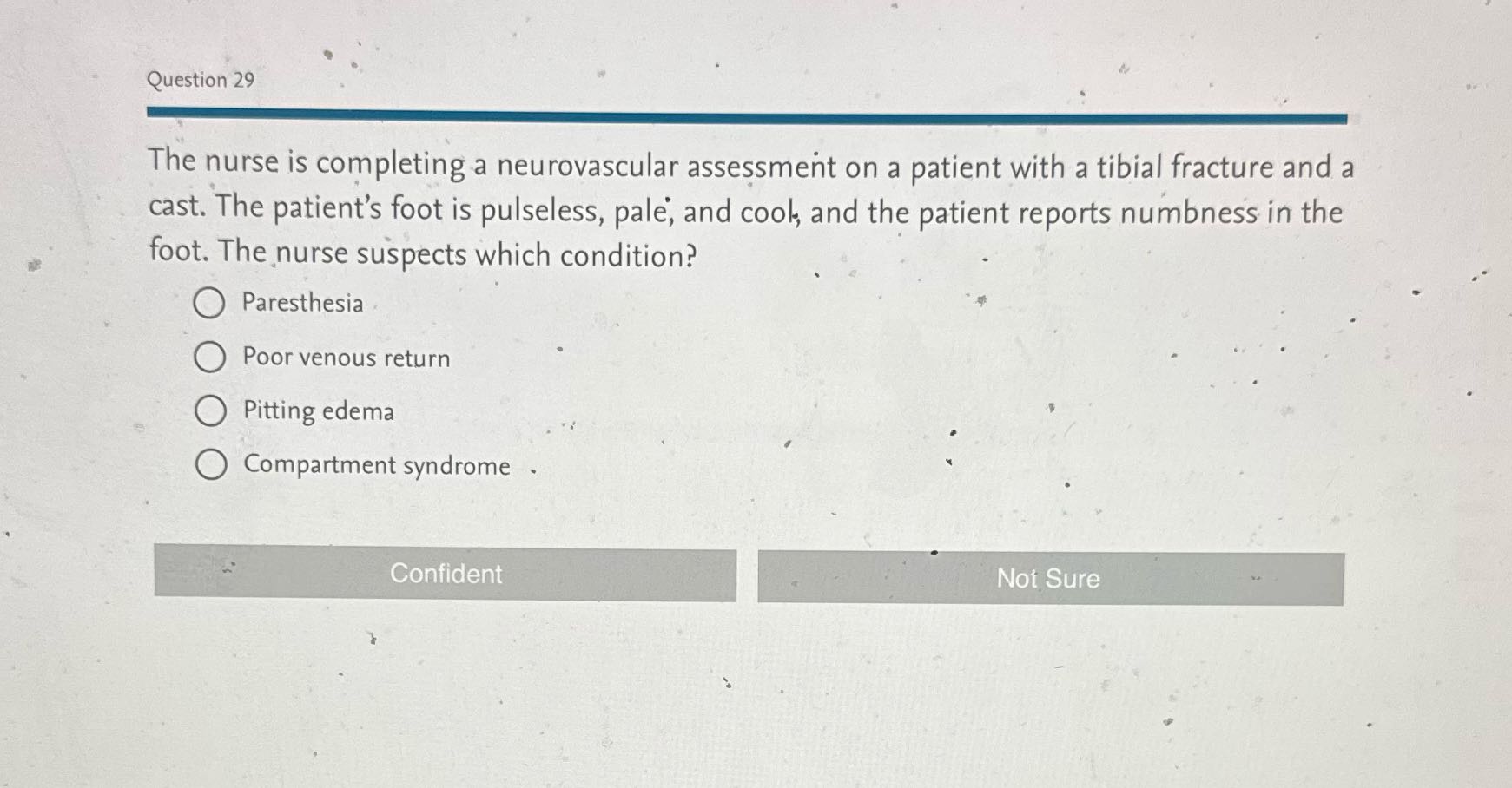 X Question 29 The nurse is completing a