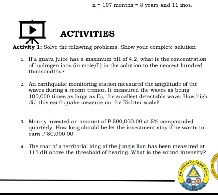 only n= 107 months = 8 years and 11 mos.