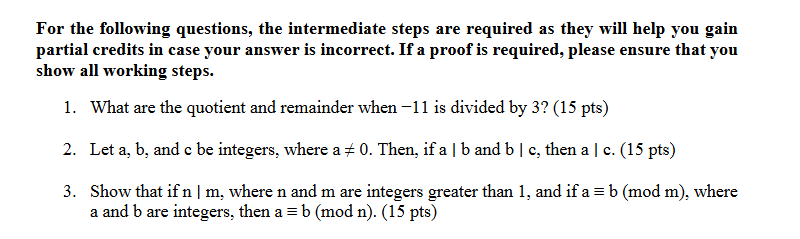 For the following questions, the intermediate