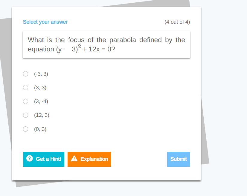 solve _ Select your answer (4 out of 4) What is