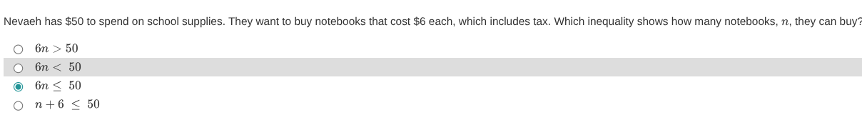 is this correct Nevaeh has $50 to spend on school