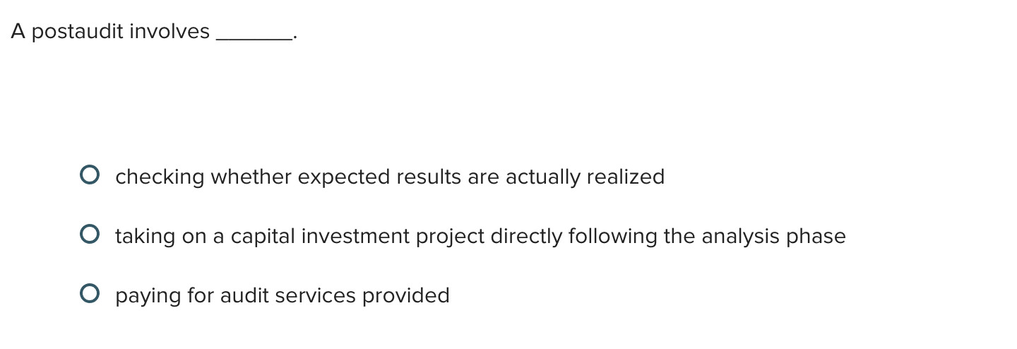 solve A postaudit involves O checking whether