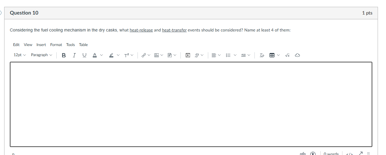solve this Question 10 1 pts Considering the fuel