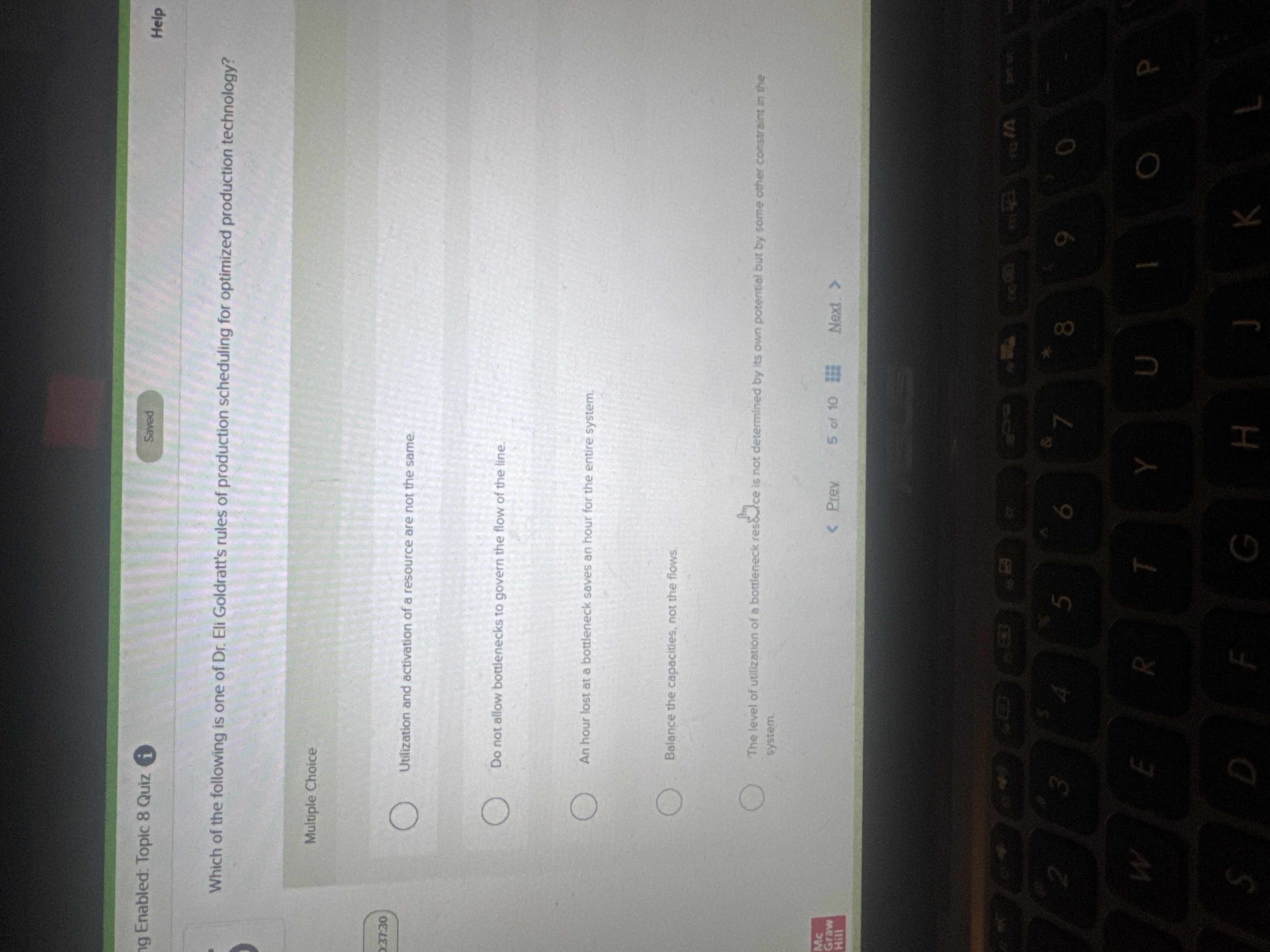 What is the answer? g Enabled: Topic 8 Quiz i