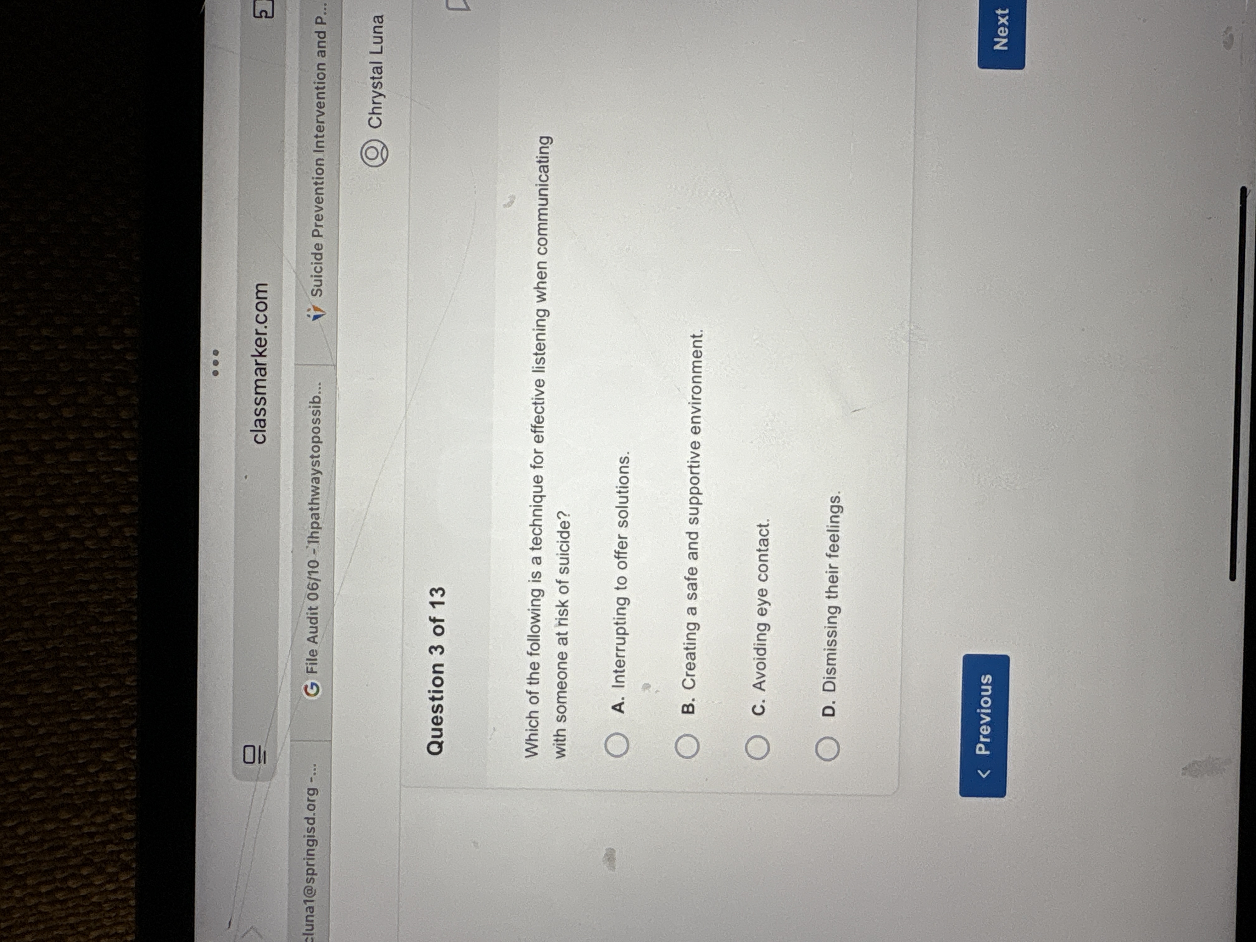 . . . classmarker.com luna1@springisd.org -... G