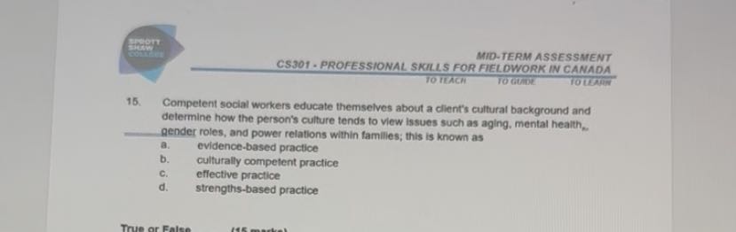 What's the answer? MID-TERM ASSESSMENT CS301 .