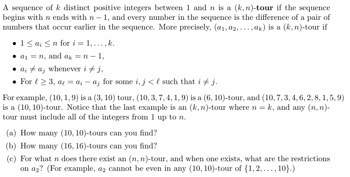 A sequence of k distinct positive integers