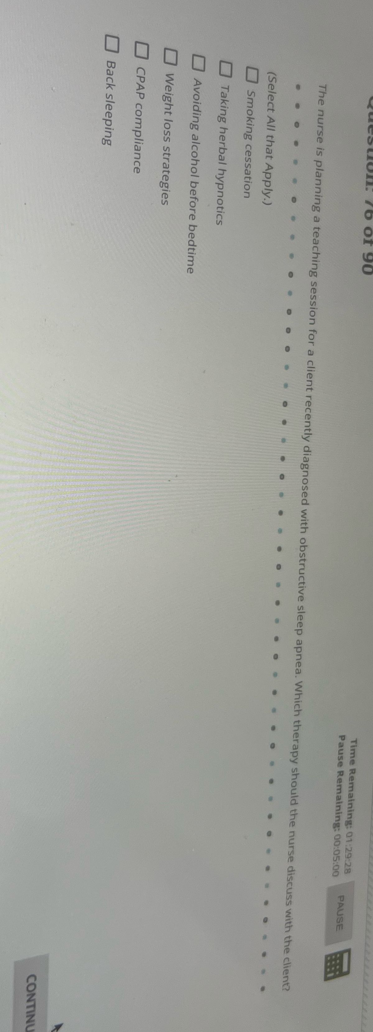 Time Remaining: 01:29:28 Pause Remaining: