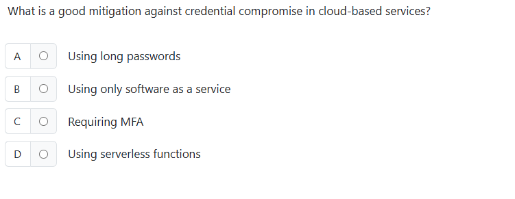 solve this What is a good mitigation against