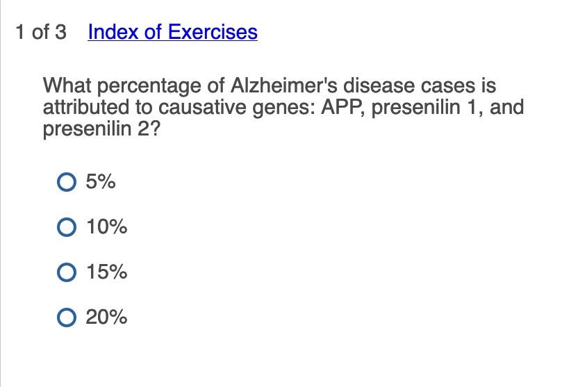 What is the answer? 1 of 3 Index of Exercises