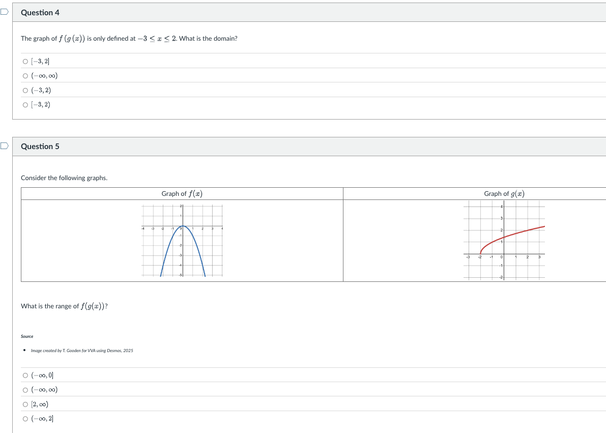 solve Question 4 The graph of f (g (x)) is only