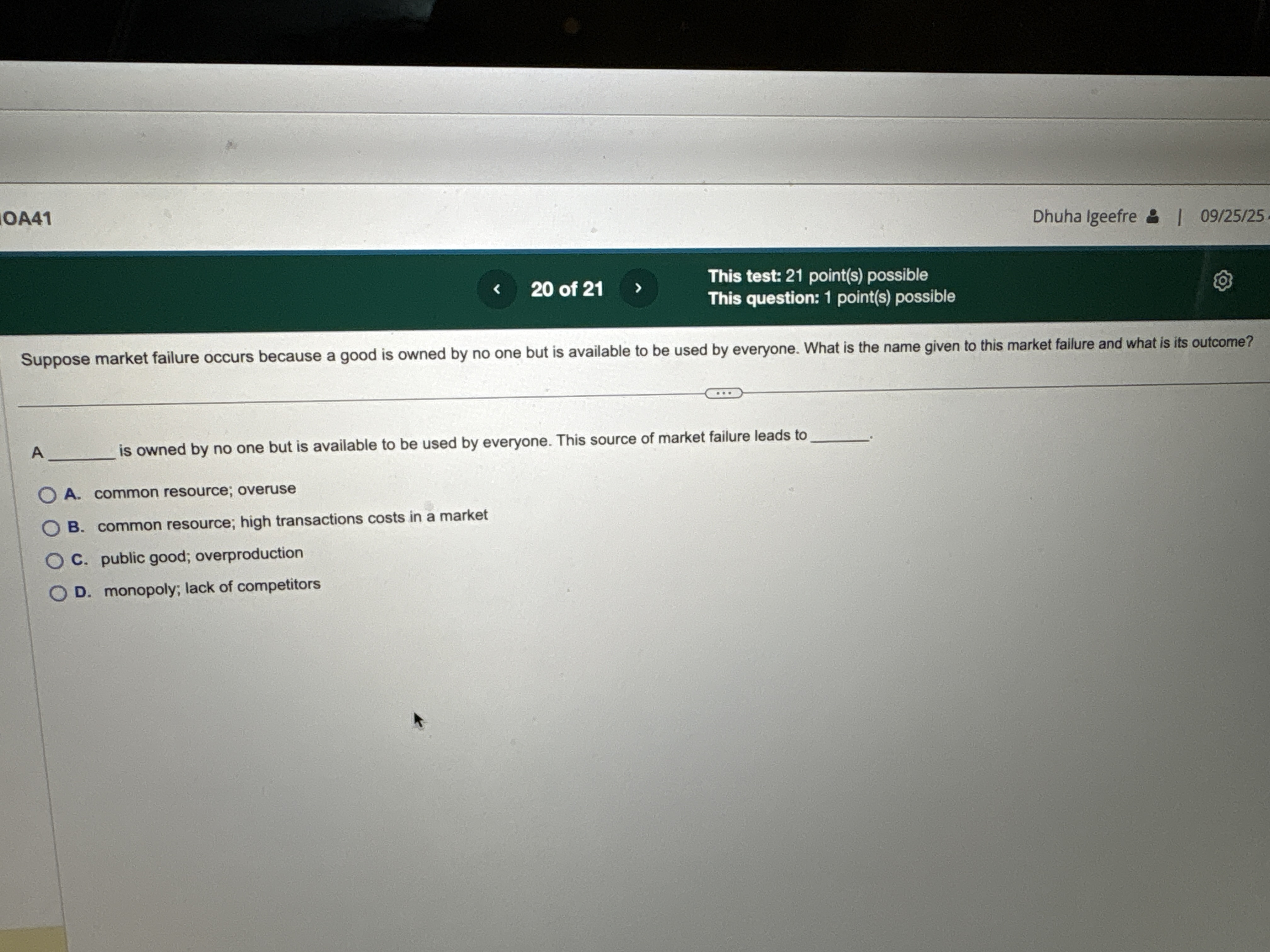 This test: 21 point(s) possible 20 of 21 This