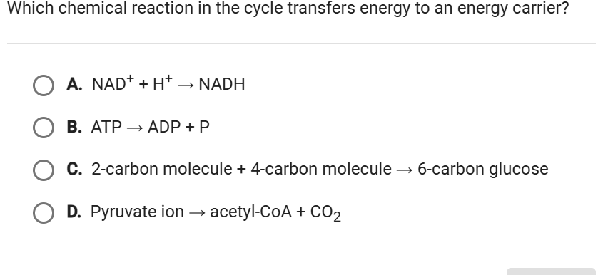 please Which chemical reaction in the cycle