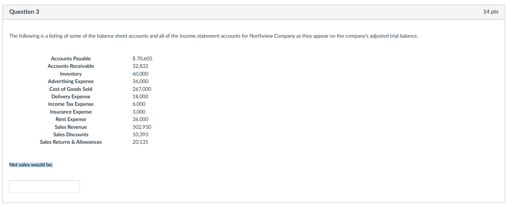 me solve this problem Question 3 14 pts The