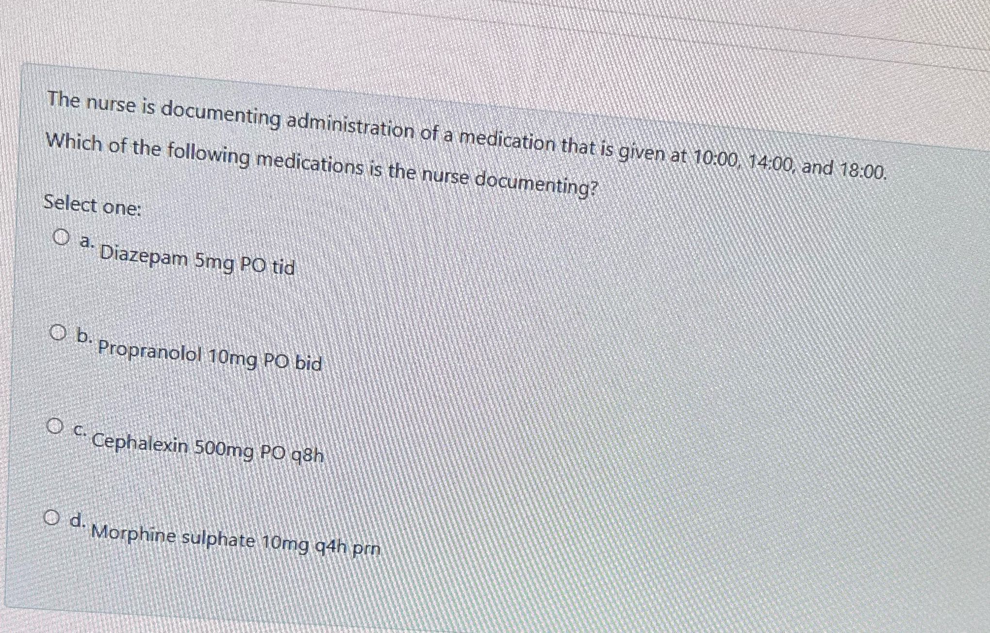 the question The nurse is documenting