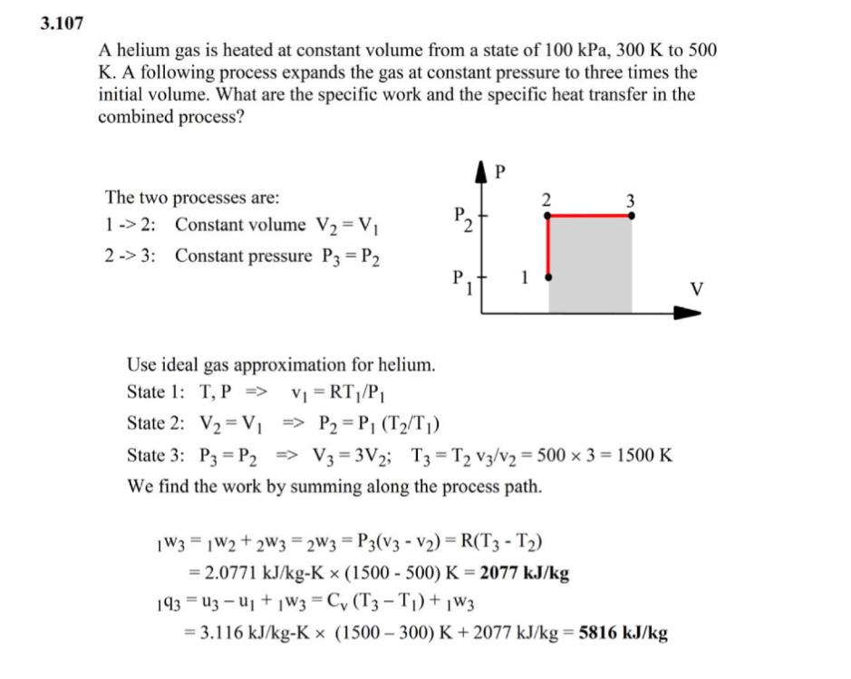 explain step by step solution 3.107 A helium gas