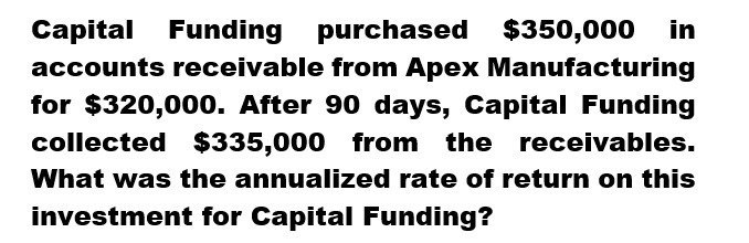 calculate Capital Funding purchased $350,000 in