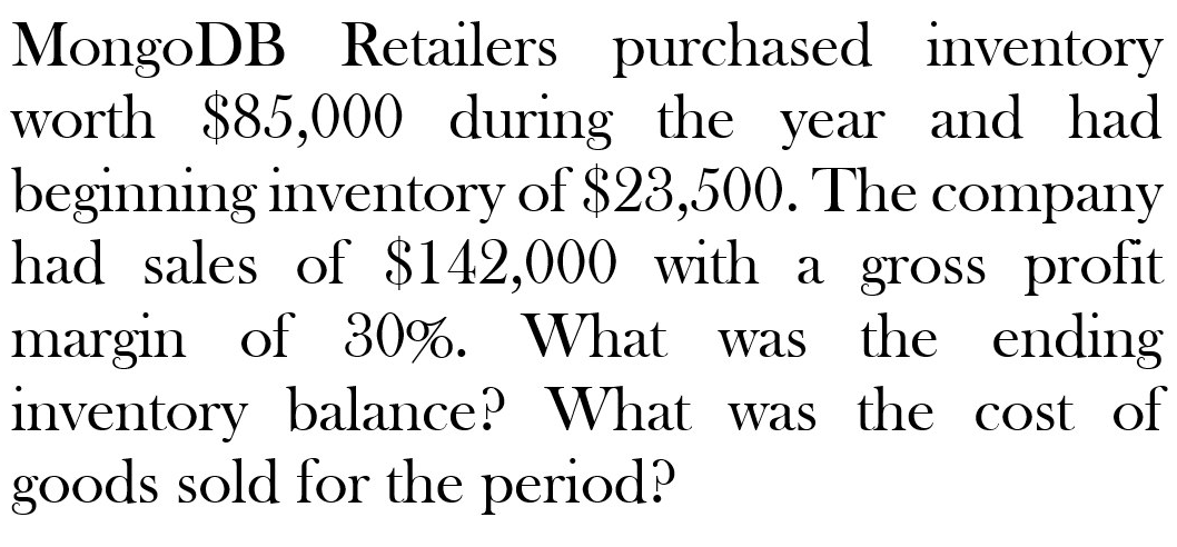 solve MongoDB Retailers purchased inventory worth