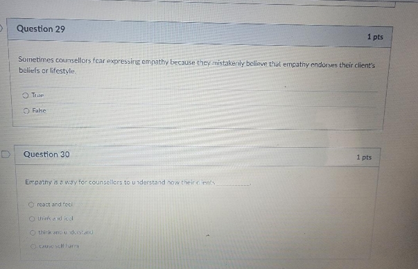 a Question 29 1 pts Sometimes counsellors fear