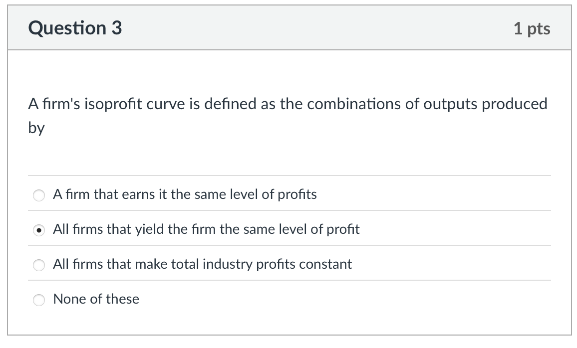 what's the correct answer A firm's isoprofit