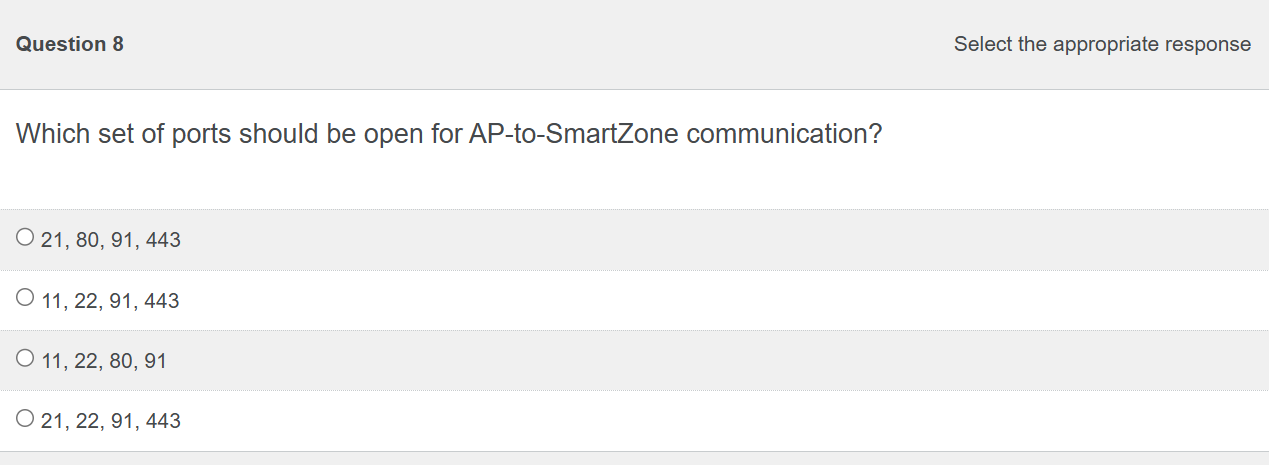 1 Question 8 Select the appropriate response