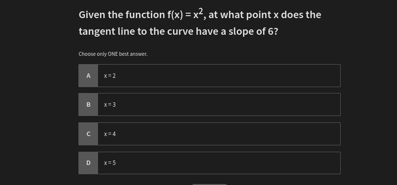 how to solve Given the function f(x) = x4, at
