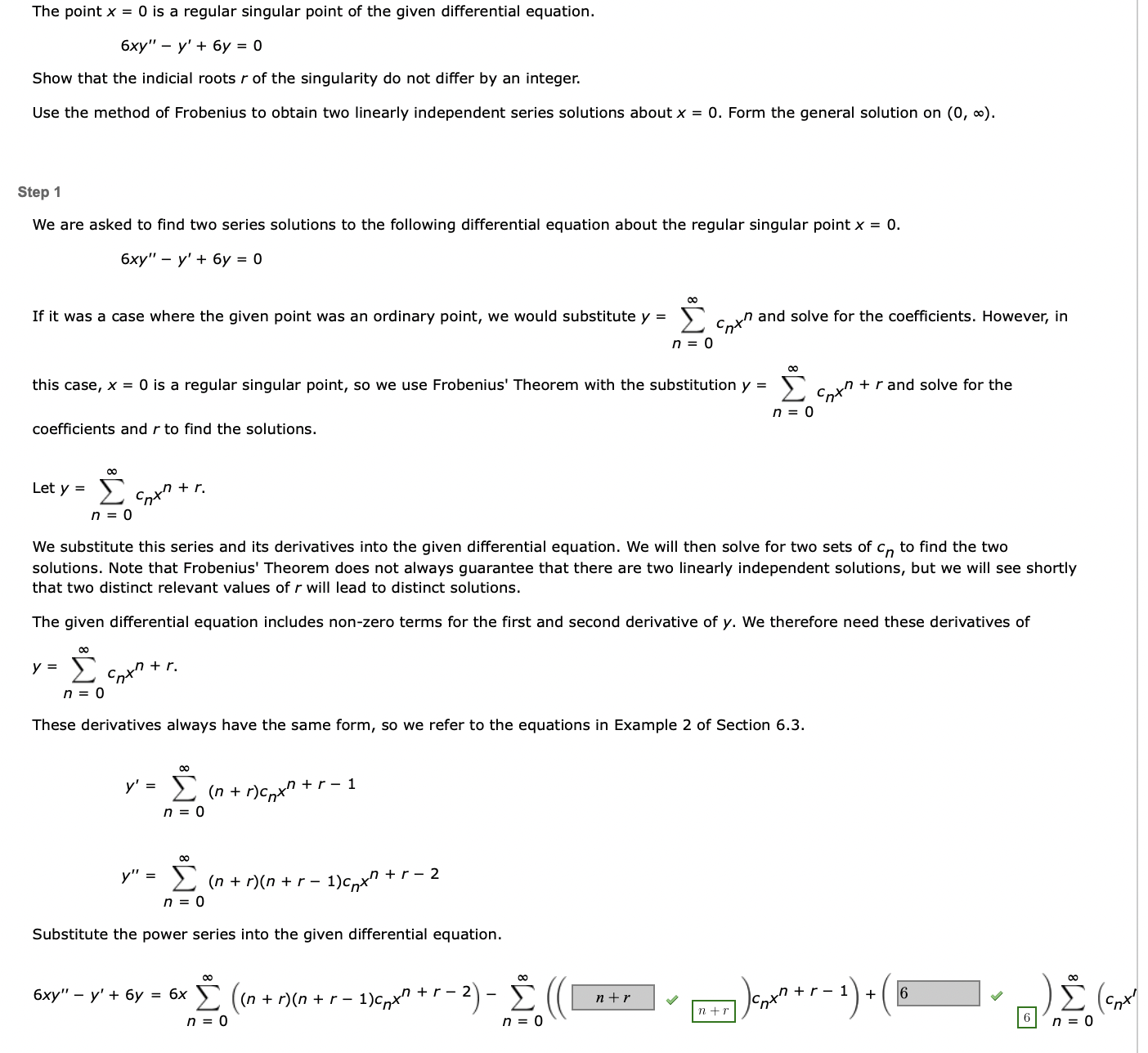 The point x = 0 is a regular singular point of