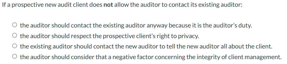 Which one? If a prospective new audit client does