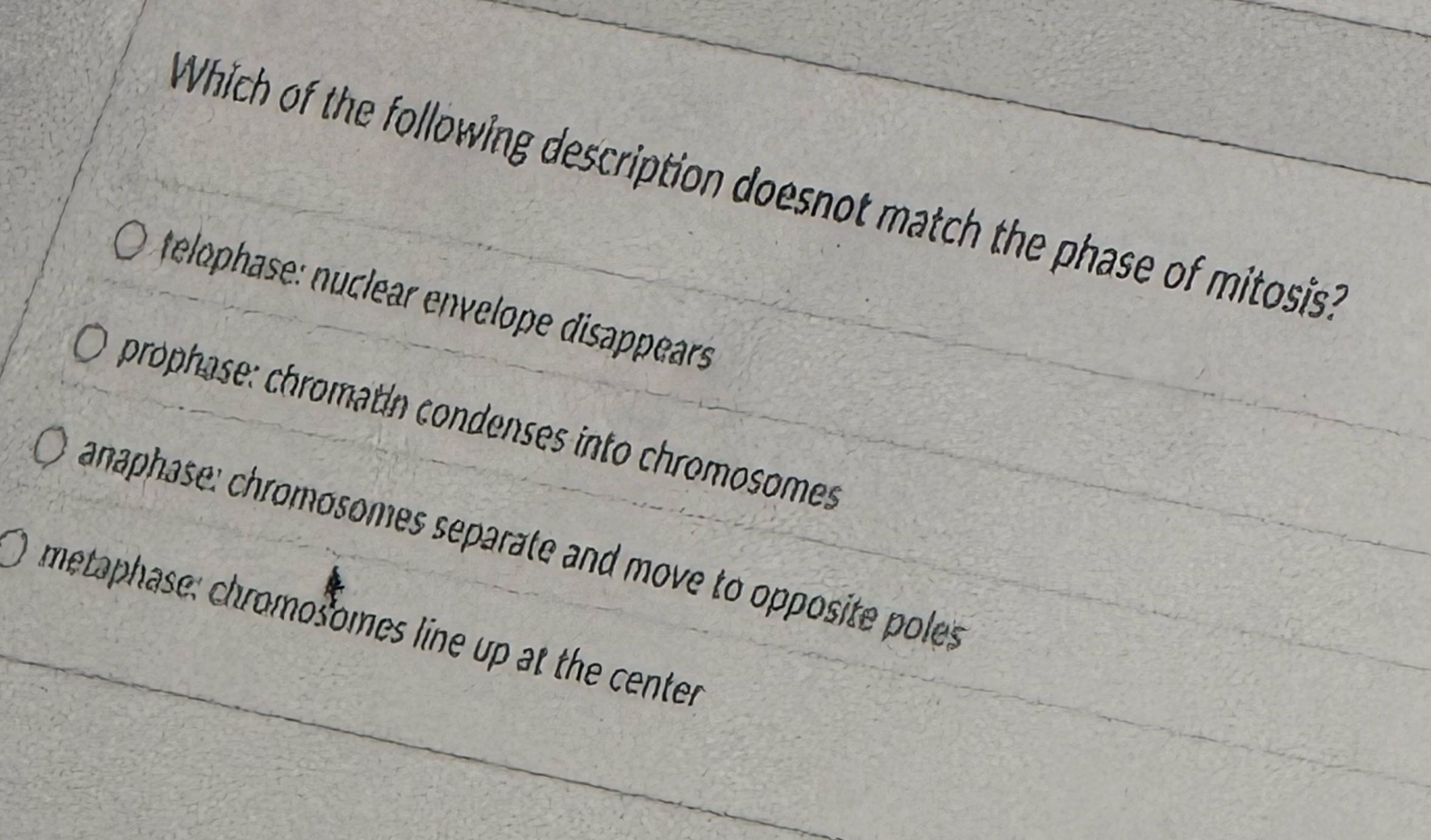 Just answer Which of the following description