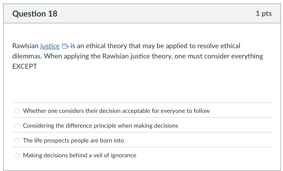 what's the correct answer Question 18 1 pts