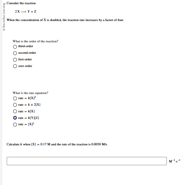 exp,ain Consider the reaction 2X - Y+Z @