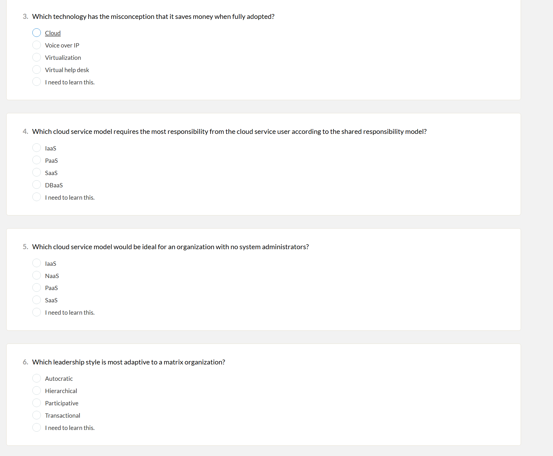 solve 3. Which technology has the misconception