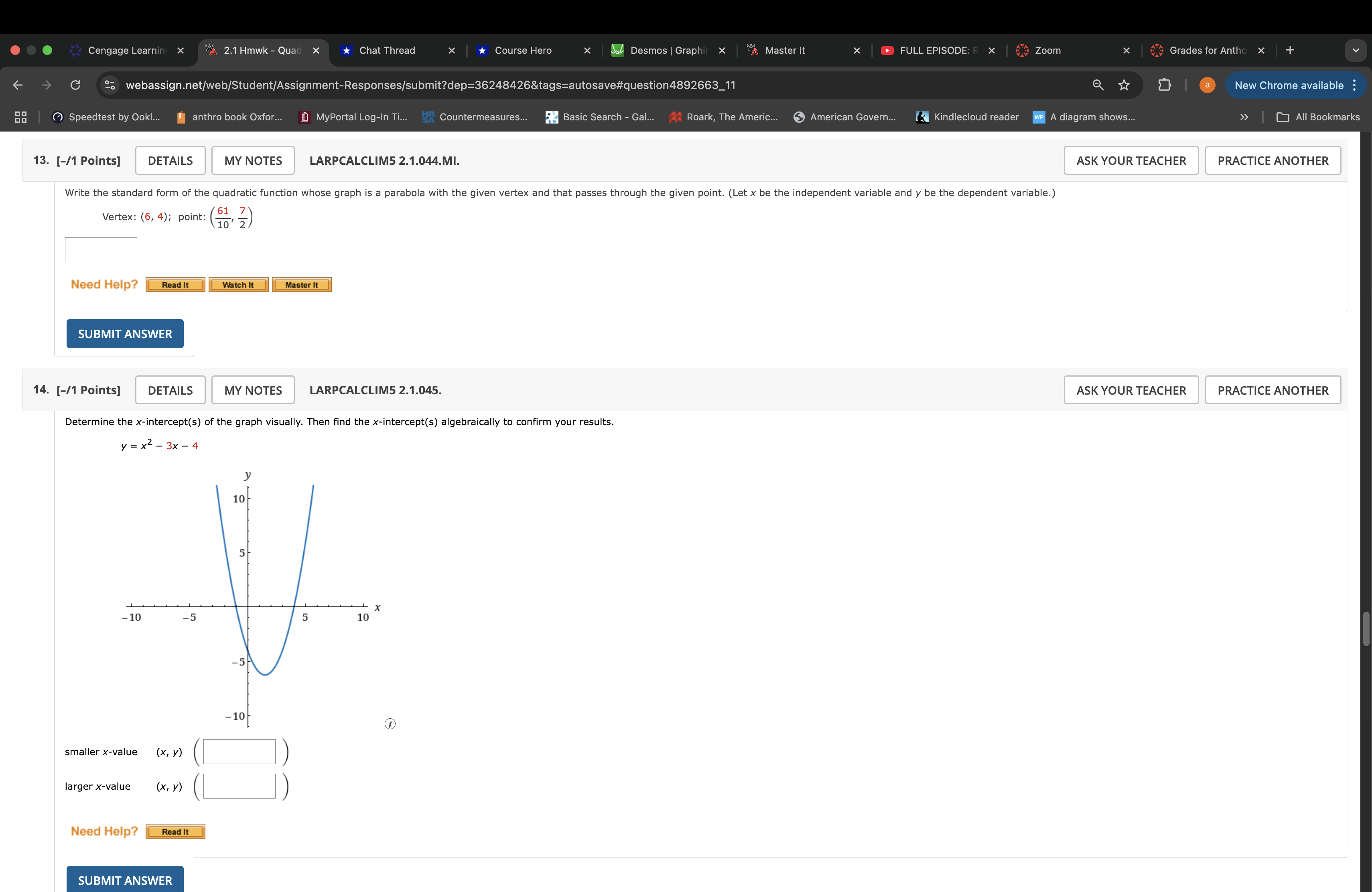 13 Write the standard form of the quadratic