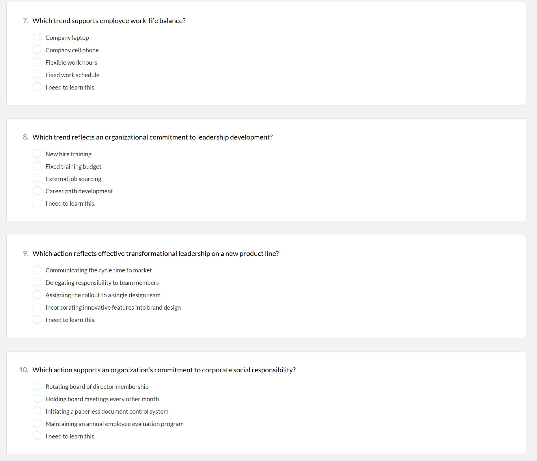 solve 7. Which trend supports employee work-life