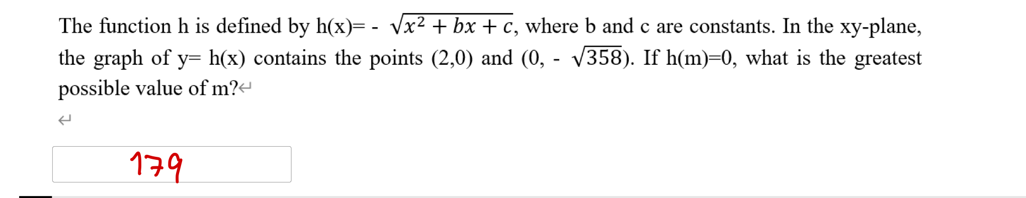 Explain The function h is defined by h(x)= - Vx2