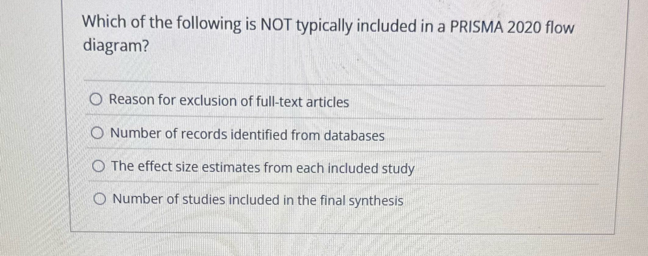 What's the answer Which of the following is NOT