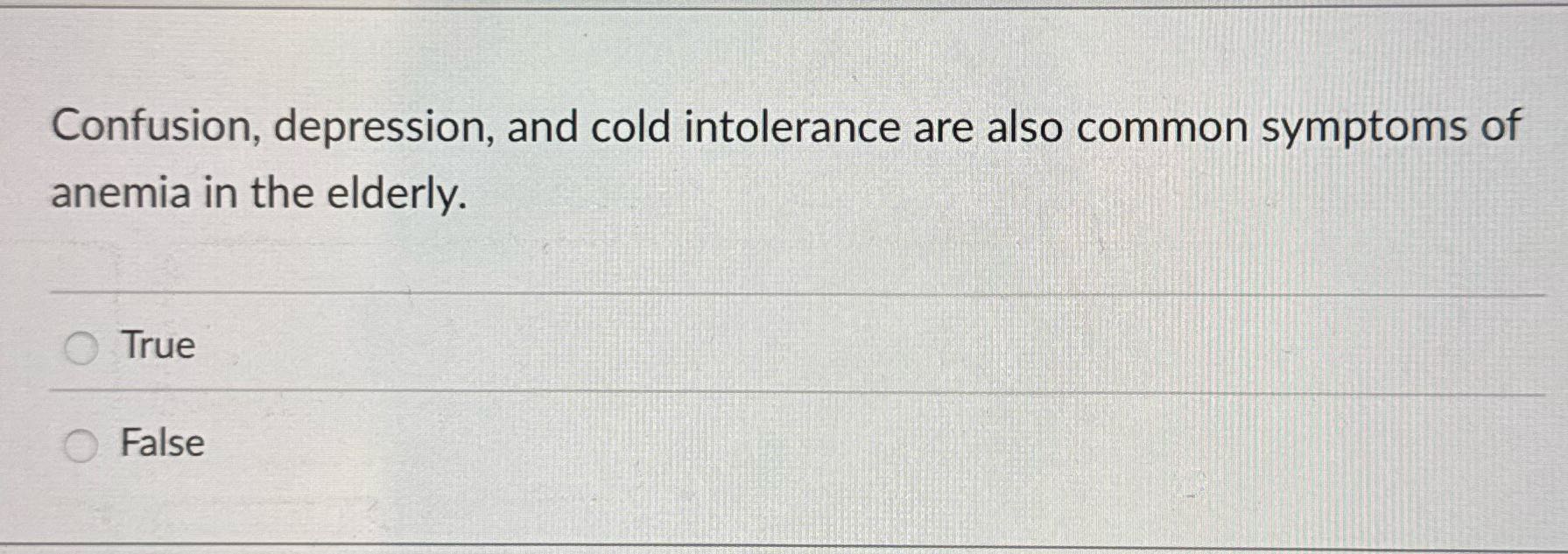 the question Confusion, depression, and cold