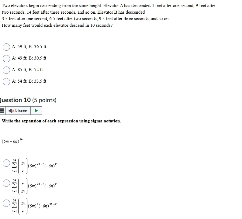 solve Two elevators begin descending from the
