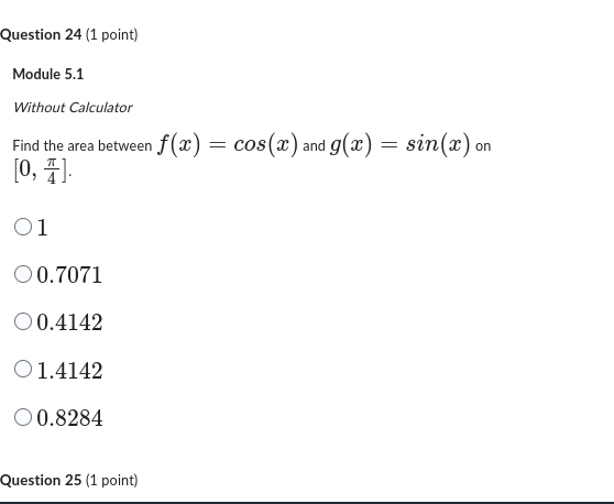 how to sovle Question 24 (1 point) Module 5.1