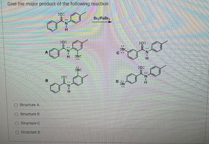 solve Give the major product of the following
