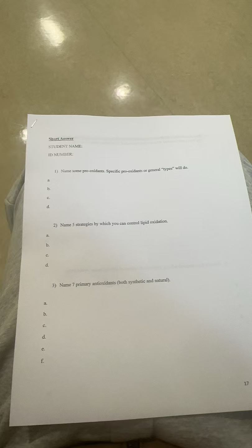 solve queations Short Answer STUDENT NAME: ID