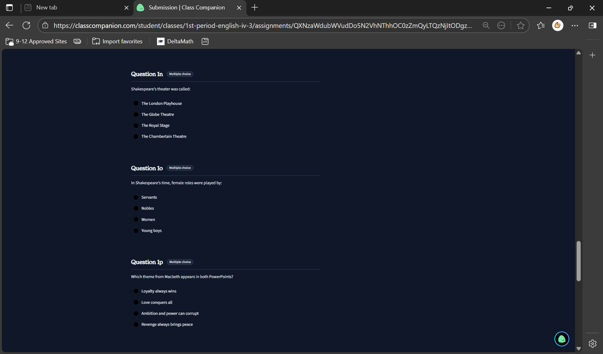 solve it New tab X Submission | Class Companion X