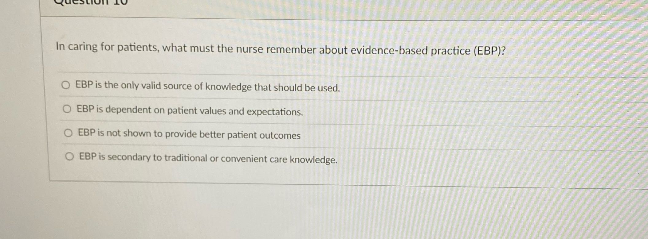 What is the answer In caring for patients, what