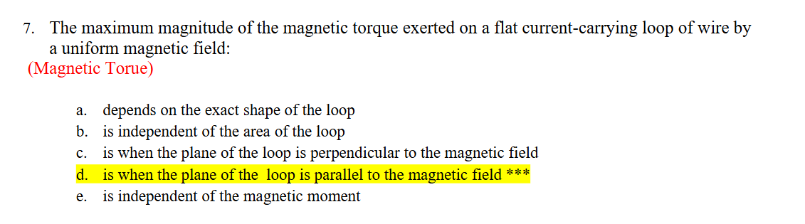 solve 7. The maximum magnitude of the magnetic