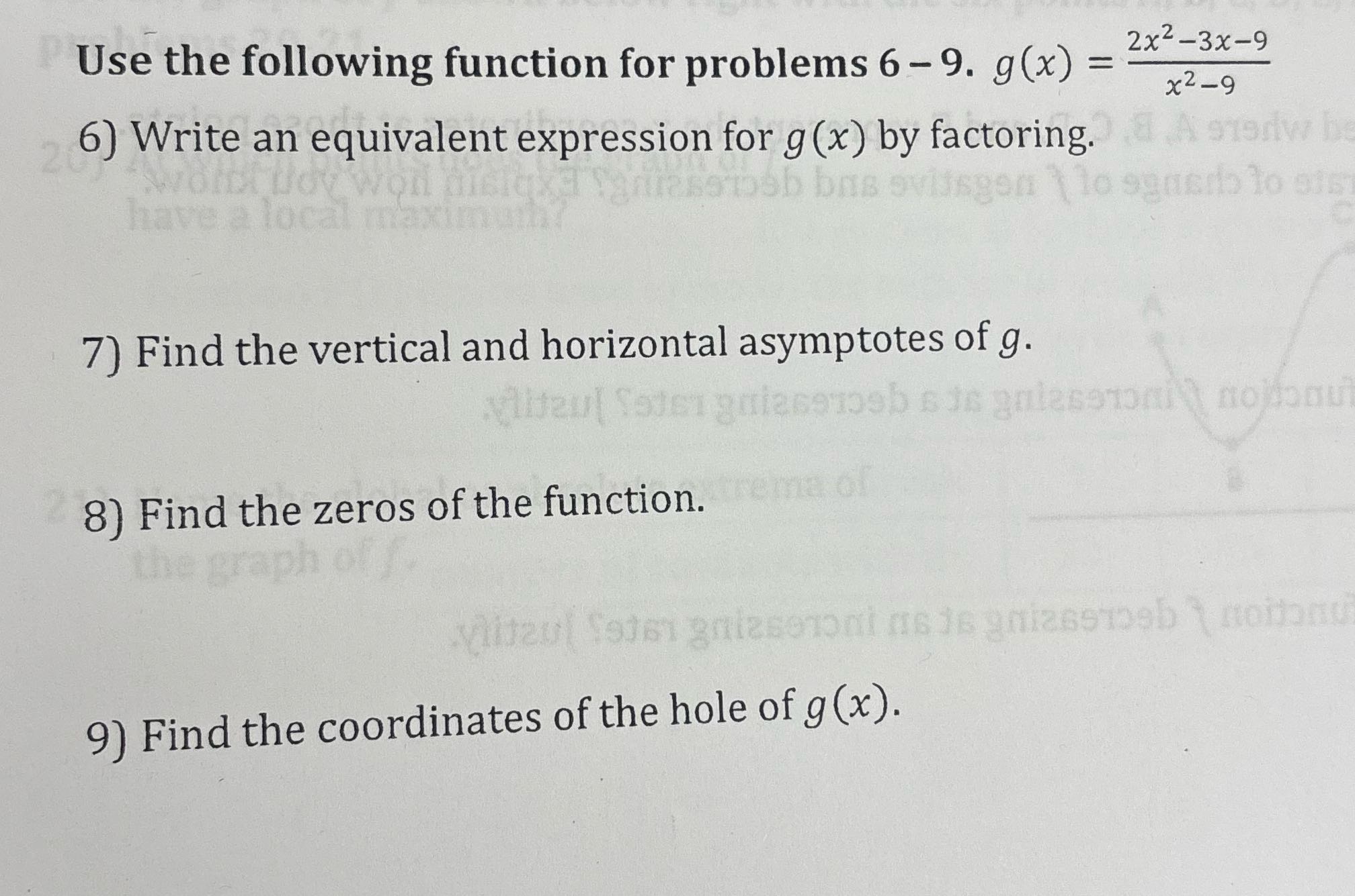 Solve Use the following function for problems 6 -