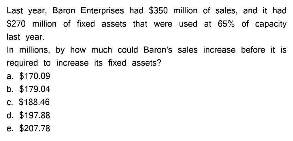 CALCULTE Last year, Baron Enterprises had $350