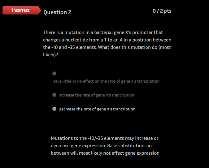 I got this incorrect Incorrect Question 2 0 /2