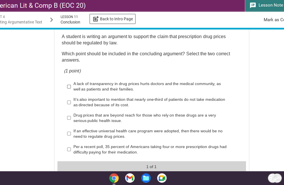 solve erican Lit & Comp B (EOC 20) E Lesson Note
