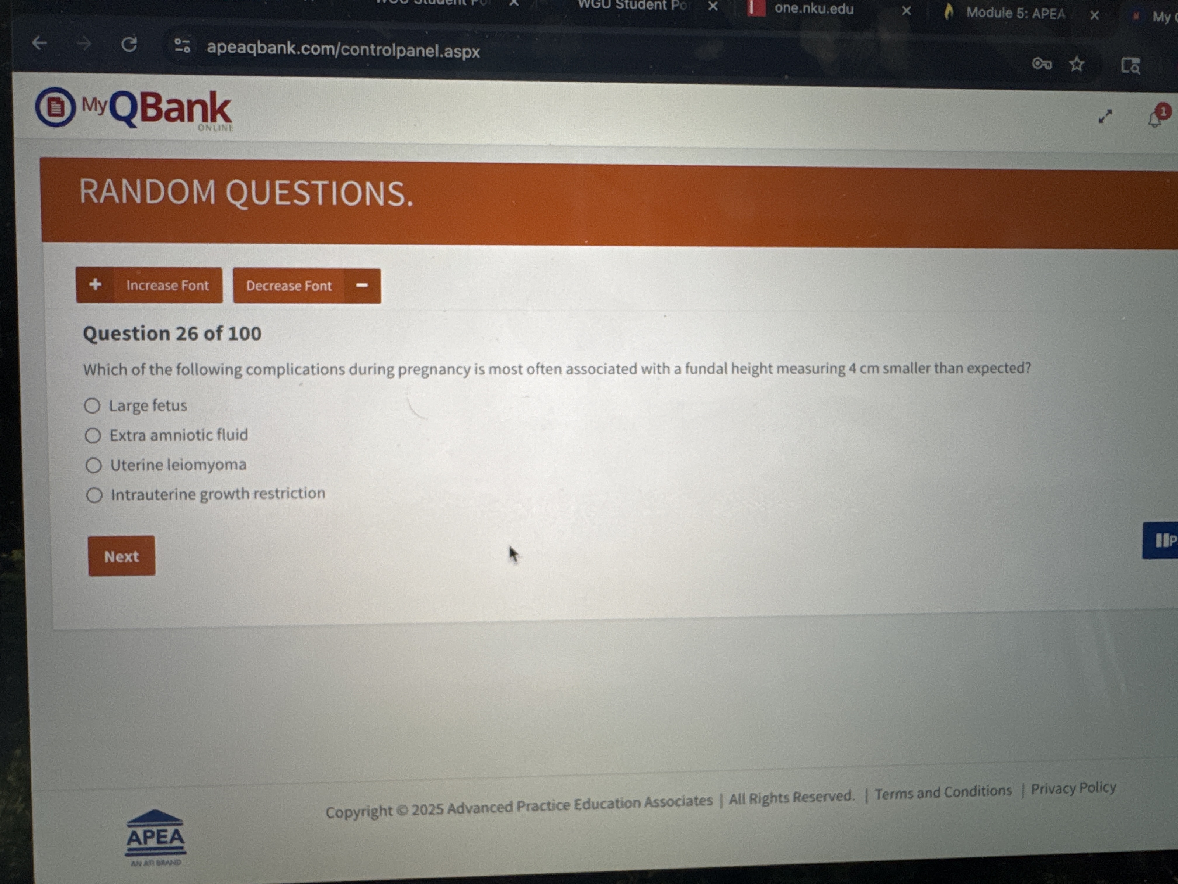 Correct answer one.nku.edu X Module 5: APEA C