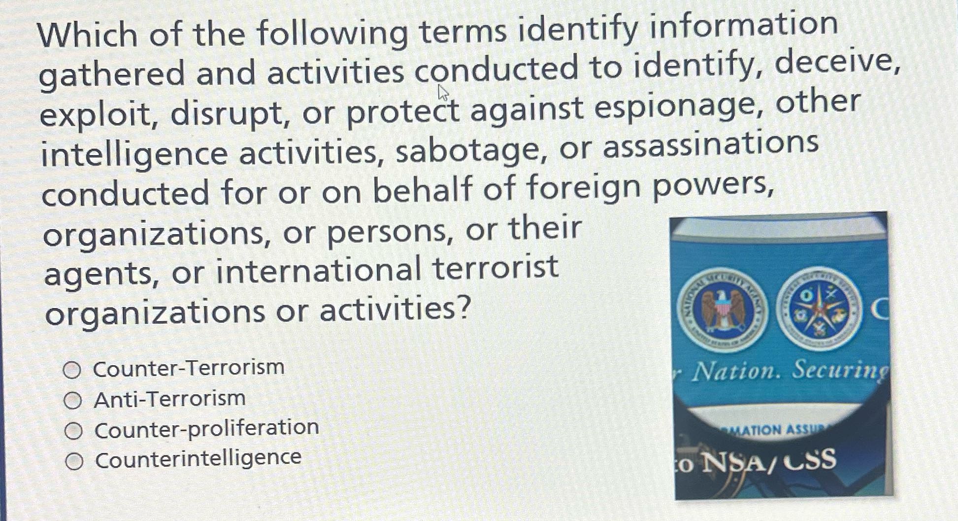 What's the answer Which of the following terms